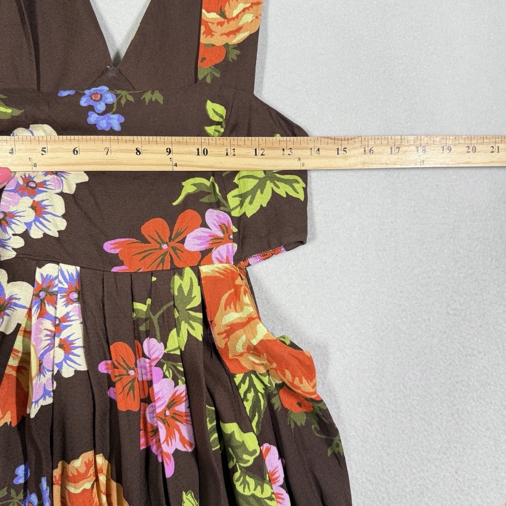 Anthropologie Dress Womens XS The Piper Bandeau Maxi Dress Brown Floral Cutout - Picture 9 of 12